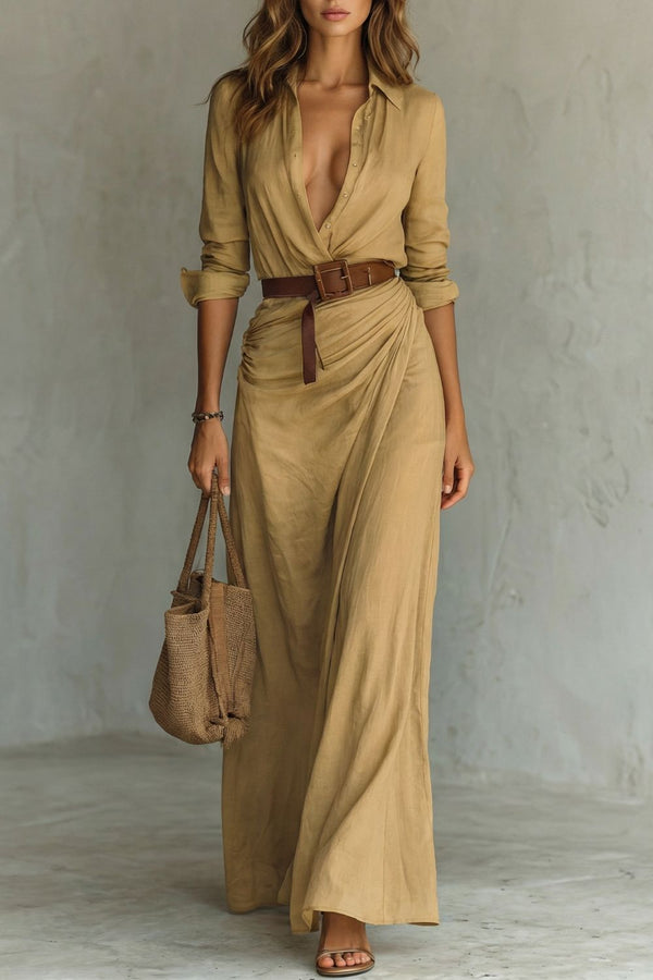 Azura | Button-Down Wrap Belted Maxi Dress