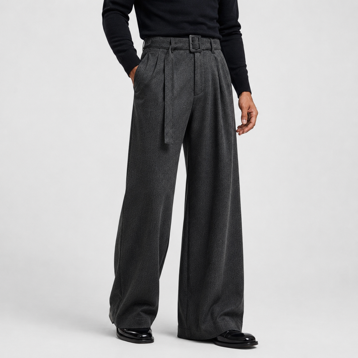 Men's Straight-Leg Pleated Tailored Trousers
