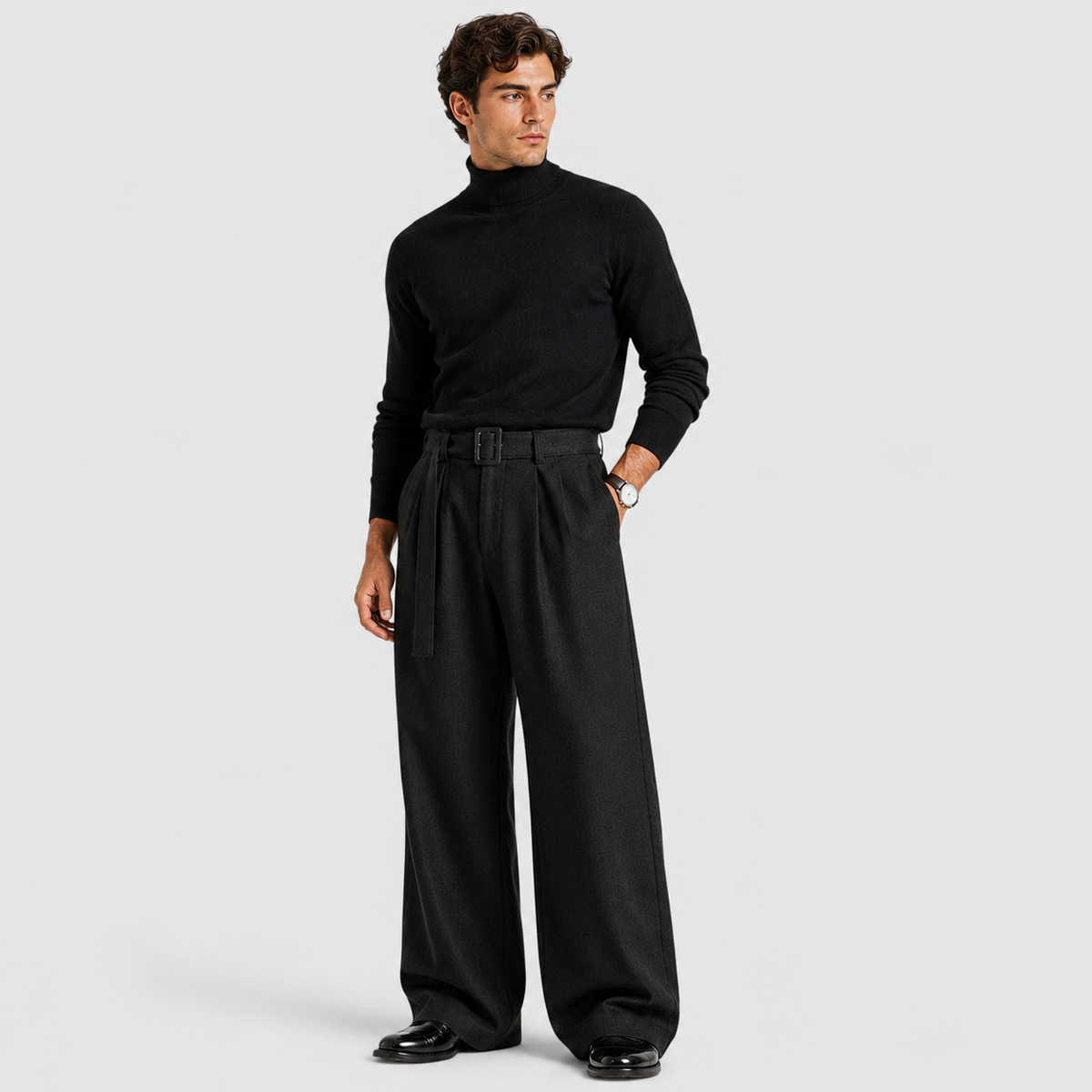 Men's Straight-Leg Pleated Tailored Trousers