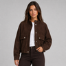 Women's Suede-Look Cropped Jacket with Snap Front