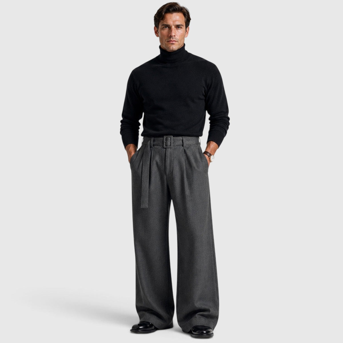 Men's Straight-Leg Pleated Tailored Trousers